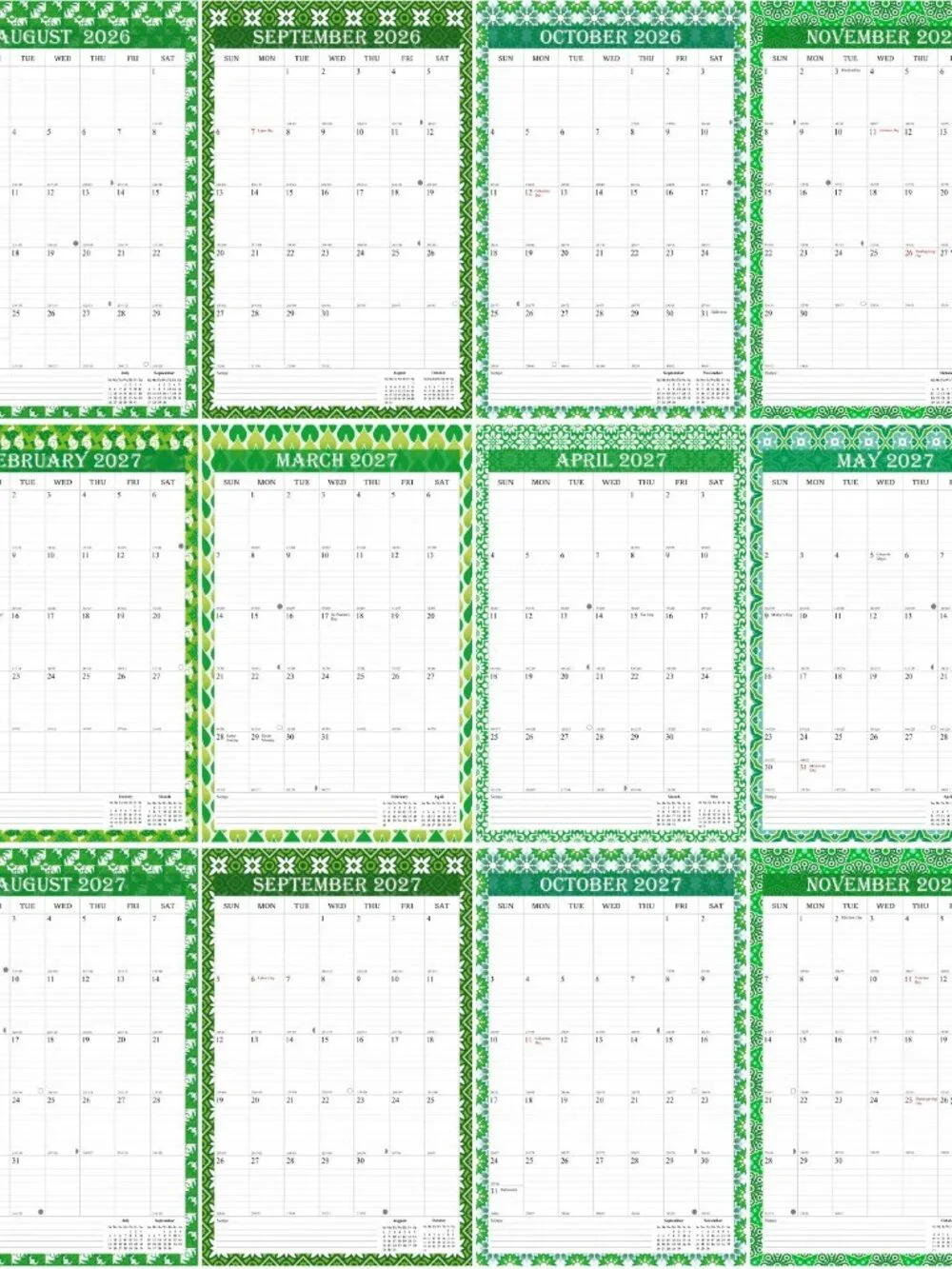 2026-2027 Wall Calendar Spiral-bound Twin-Wire Binding - 18 Months 8.5